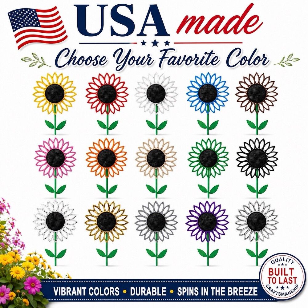 Wind Spinner Flower For Garden & Yard Decoration Decor - Choose Any Color USA